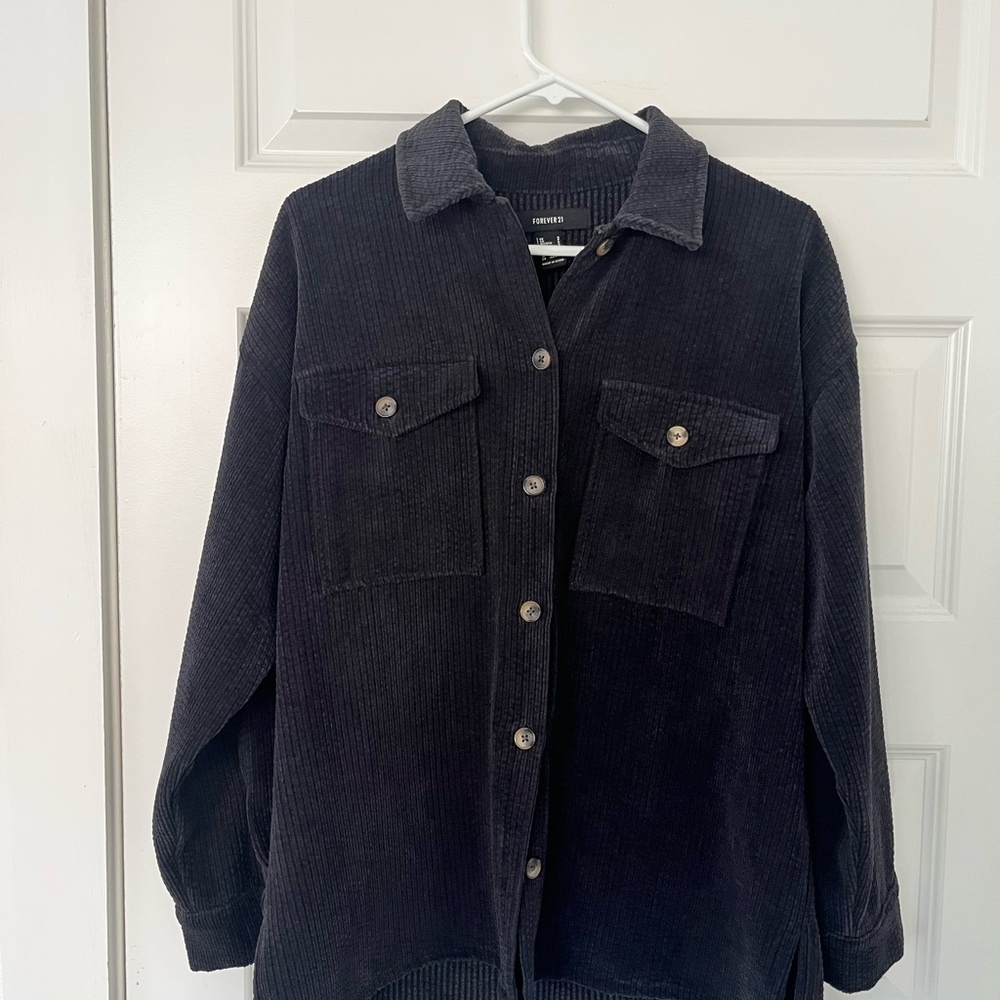 Women's Grey Corduroy Shacket